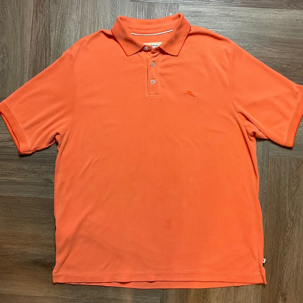 Tommy Bahama Tennis Golf Preppy Polo Shirt Mens XL Orange Boating Casual Resort - Picture 2 of 7